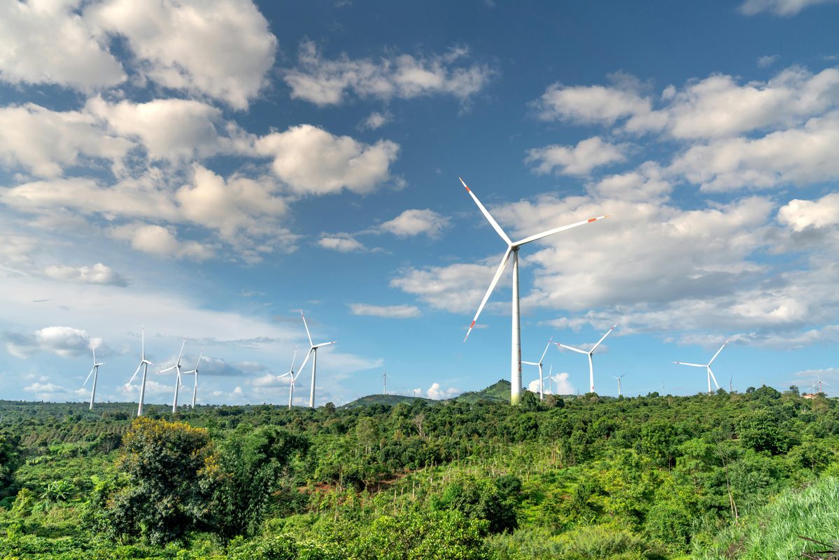 Fondo ilustrativo de energías limpias y agricultura sostenible